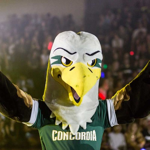 Marty the Eagle promotes the CUI homecoming sports games